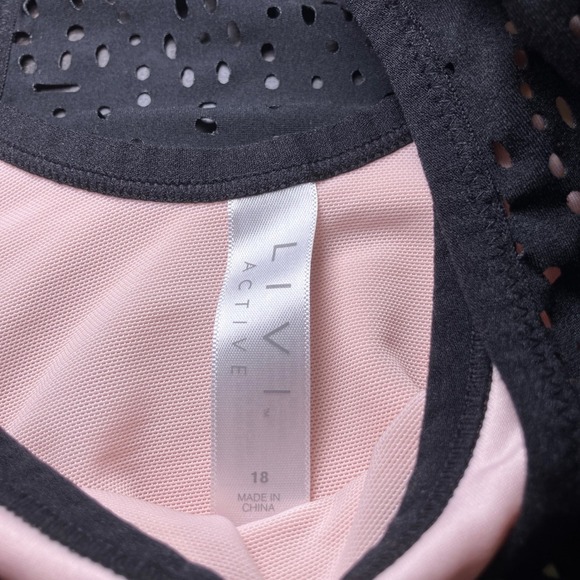LIVI Active Black Laser Cut Light Pink Lined Sports Bra Size 18 - Picture 5 of 5